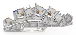 Piętrowa złączka instalacyjna; z przyciskiem; 4 mm²; N/L; Push-in CAGE CLAMP®; 4,00 mm²; szara