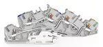 Piętrowa złączka instalacyjna; z otworami montażowymi i przyciskami; 4 mm²; N/L/PE; Push-in CAGE CLAMP®; 4,00 mm²; szara