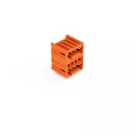Wtyk dwupiętrowy THT Pin lutowniczy 1,0 x 1,0 mm konstrukcja kątowa, pomarańczowy 734-434