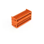 Wtyk dwupiętrowy THT Pin lutowniczy 1,0 x 1,0 mm konstrukcja kątowa, pomarańczowy 734-442