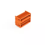 Wtyk dwupiętrowy THT Pin lutowniczy 1,0 x 1,0 mm konstrukcja kątowa, pomarańczowy 734-438/001-000