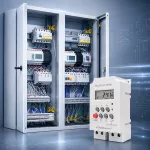Qoltec Elektroniczny programator czasowy PC0629 na szynę DIN | LCD