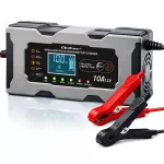 Qoltec Inteligentna mikroprocesorowa ładowarka 12V 10A | Prostownik z funkcją naprawy do akumulatora AGM GEL LiFePO4 | LCD