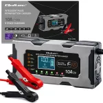 Qoltec Inteligentna mikroprocesorowa ładowarka 12V 10A | Prostownik z funkcją naprawy do akumulatora AGM GEL LiFePO4 | LCD