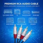 Qoltec Kabel 2x RCA męski / 2x RCA męski | 1m | Czarny