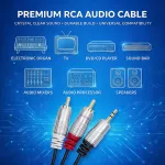 Qoltec Kabel 2x RCA / Mini Jack 3.5mm męski | 2m | Czarny