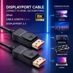 Qoltec Kabel DisplayPort v2.1| DisplayPort v2.1 | 8K | 40Gb/s | 0.5m