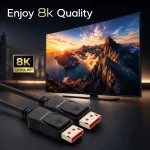 Qoltec Kabel DisplayPort v2.1| DisplayPort v2.1 | 8K | 40Gb/s | 0.5m