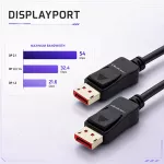 Qoltec Kabel DisplayPort v2.1 męski | DisplayPort v2.1 męski | 8K | 54G | 0.5m