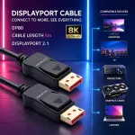 Qoltec Kabel DisplayPort v2.1 męski | DisplayPort v2.1 męski | 8K | 54G | 5m