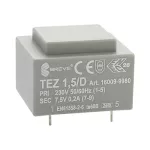 TEZ 1,5/D 230/ 7,5V Jednofazowy transformator do obwodów drukowanych zalewany