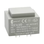 TEZ 4,5/D 230/15V Jednofazowy transformator do obwodów drukowanych zalewany
