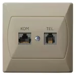 Gniazdo komputerowo-telefoniczne RJ 45 kat. 5e, (8-stykowe) + RJ 11 (4-stykowe); AKCENT; BEŻOWY; GPKT-A/F/01
