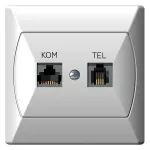 Gniazdo komputerowo-telefoniczne RJ 45 kat. 5e, (8-stykowe) + RJ 11 (6-stykowe); AKCENT; BIAŁY; GPKT-A/K/00