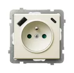 Gniazdo pojedyncze z uziemieniem z przesłonami torów prądowych, z ładowarką USB A+C; SONATA; ECRU; GP-1RZPUSBAC/m/27