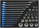 KING TONY ZESTAW NASADEK 1/4"+3/8"+1/2" 40cz. +KLUCZE PŁASKO-OCZKOWE CALOWE WKŁAD Z PIANKI EVA DO WÓZKA ...