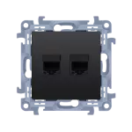 Simon 10 WC-6TXXXXX-01-49XX Gniazdo RJ45 kat. 6 + gniazdo telefoniczne RJ11 (moduł); czarny