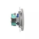 Simon Basic WMUW-01111x-4011 Gniazdo wtyczkowe DATA z uziemieniem i kluczem uprawniającym (moduł) 16A, 250V~, zaciski śrubowe; srebrny mat