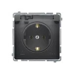 Simon Basic WMBW-53111x-Y011 Gniazdo wtyczkowe Schuko do wersji IP44 z przesłonami (moduł) 16A, 250V~,zaciski śrubowe; czarny. Klapka transparentna