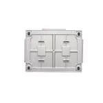 Simon 54 WMEW-32211x-043 Gniazdo podwójne Schuko natynkowe bryzgoszczelne IP44 z przesłonami wersja skandynawska 16A, 250V~, zaciski śrubowe; srebrny mat