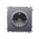 Simon Basic WMUW-02111x-4011 Gniazdo wtyczkowe z uziemieniem Schuko (moduł) z przesłonami torów prądowych,16A, 250V~, zaciski śrubowe; srebrny mat