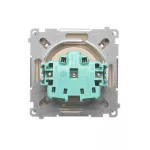 Simon Basic WMUW-53111x-9021 Gniazdo wtyczkowe z uziemieniem, z przesł. torów prądowych, bryzgoszczelne IP44 (moduł) 16A, 250V~, zaciski śrubowe, klapka transp.; beż