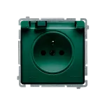 Simon Basic WMUW-53111x-Z021 Gniazdo wtyczkowe z uziemieniem, z przesł. torów prądowych, bryzgoszczelne IP44 (moduł) 16A, 250V~, zaciski śrubowe, klapka transp.; zielone