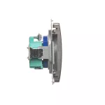 Simon Basic WMUW-01111x-J011 Gniazdo wtyczkowe DATA z uziemieniem i kluczem uprawniającym (moduł) 16A, 250V~, zaciski śrubowe; stal inox
