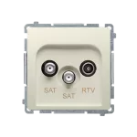 Simon Basic WMUA-03019z-9011 Gniazdo antenowe satelitarne podwójne końcowe SAT-SAT-RTV, (moduł). 2xwejście: SAT: 5–2400 MHz, RTV: 5–862 MHz; beż