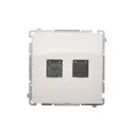 Simon Basic WMUK-0620xx-1011 Gniazdo komputerowe RJ45, kategoria 6, podwójne z przesłoną przeciwkurzową (moduł). Montaż na łapki lub wkręty; biały