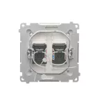 Simon Basic WMUK-0620xx-1011 Gniazdo komputerowe RJ45, kategoria 6, podwójne z przesłoną przeciwkurzową (moduł). Montaż na łapki lub wkręty; biały