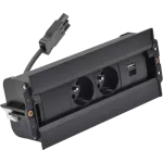 Simon 480 TS48-610E20B00-44 Spinner 2 gn. typ E + ładowarka USB typ A+C; złącze w układzie Wieland; czarny