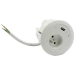 Simon 480 TS48-330E10C00-33 Gniazdo meblowe 1 gn. typ E + ładowarka USB type A; złącze 10 cm przewód; biały