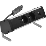 Simon 480 TS48-410E20B00-40 Biurkowy zestaw gniazd 2 gn. typ E + ładowarka USB typ A+C; złącze w układzie Wieland; aluminium-czarny