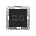 Simon 55 WMDK-16105N-149 Gniazdo komputerowe RJ45 kategoria 5e + telefoniczne RJ12 (moduł); Czarny mat
