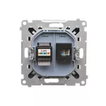 Simon 55 WMDK-16105N-149 Gniazdo komputerowe RJ45 kategoria 5e + telefoniczne RJ12 (moduł); Czarny mat