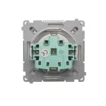 Simon Basic WMBW-53111x-J011 Gniazdo wtyczkowe Schuko do wersji IP44 z przesłonami (moduł) 16A, 250V~,zaciski śrubowe; stal inox. Klapka transparentna