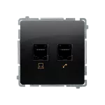 Simon Basic WMUM-0500F2-Y011 Gniazdo komputerowe RJ45 kat.5e + telefoniczne RJ11 (moduł). Montaż gniazda na wkręty do puszki; czarny