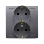 Simon Basic WMBW-12211x-J013 Gniazdo wtyczkowe z uziemieniem Schuko podwójne, z przesłonami torów prądowych; stal inox