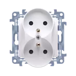 Simon 10 WC-GZ2MZxx-01-11xx Gniazdo wtyczkowe z uziemieniem podwójne z przesłonami torów prądowych (moduł) 16A, 250V~, zaciski śrubowe; biały