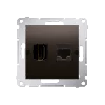 Simon 54 WMDH-01xxx1-046 Gniazdo HDMI + RJ45 kat.6. (moduł); brąz mat