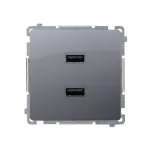 Simon Basic WB-MC2USBx-01-43Bx Ładowarka 2 x USB (moduł), 2.1 A, 5V DC, 230V; srebrny mat