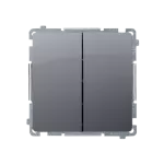 Simon Basic WMUL-0613xx-4011 Łącznik schodowy podwójny z podświetleniem LED bez piktogramu (moduł) 10AX, 250V~, zaciski śrubowe; srebrny mat