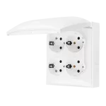 Simon Aquaclick WA-CGSZ4CZ-xx-11xx Gniazdo wtyczkowe natynkowe Schuko 4-krotne, klapka w kolorze pokrywy, z przesłonami torów prądowych, IP44, 16A, 250V~, szybkozłącza; biały