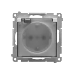 Simon 55 WMDW-321102-114A Gniazdo Schuko do wersji IP44 z przesłonami z uszczelką ramki (moduł) 16 A, 250 V~, szybkozłącza. Klapka transparentna; Jasnoszary mat