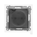 Simon 55 WMDW-321102-116A Gniazdo Schuko do wersji IP44 z przesłonami z uszczelką ramki (moduł) 16 A, 250 V~, szybkozłącza. Klapka transparentna; Grafitowy mat