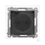 Simon 55 WMDW-321102-149A Gniazdo Schuko do wersji IP44 z przesłonami z uszczelką ramki (moduł) 16 A, 250 V~, szybkozłącza. Klapka transparentna; Czarny mat