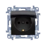 Simon 10 WC-GSZ1BCXX-01-49X Gniazdo wtyczkowe Schuko do wersji IP44 z uszczelką - klapka transparetna (moduł) 16A, 250V~, szybkozłacza; czarny mat