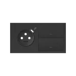 Simon 100 W100-10020252X-238 Panel 2-krotny: 1 gniazdo z 1 zintegrowana ładowarka USB C + 2 klawisze; czarny mat