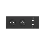 Simon 100 W100-10020337X-238 Panel 3-krotny: 2 gniazda + 2x1 ładowarka USB C; czarny mat